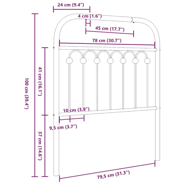 vidaXL udskiftningsgavl 80 cm metal sort