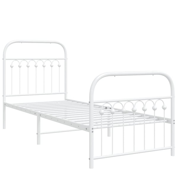 vidaXL sengeramme med sengegavl og fodgærde 75x190 cm metal hvid