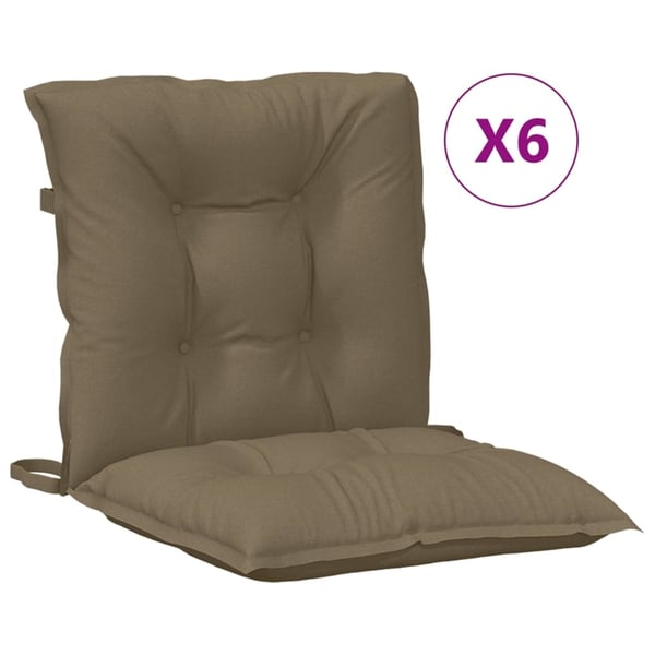 vidaXL stolehynder med lav ryg 6 stk. 100x50x7 cm stof gråbrun