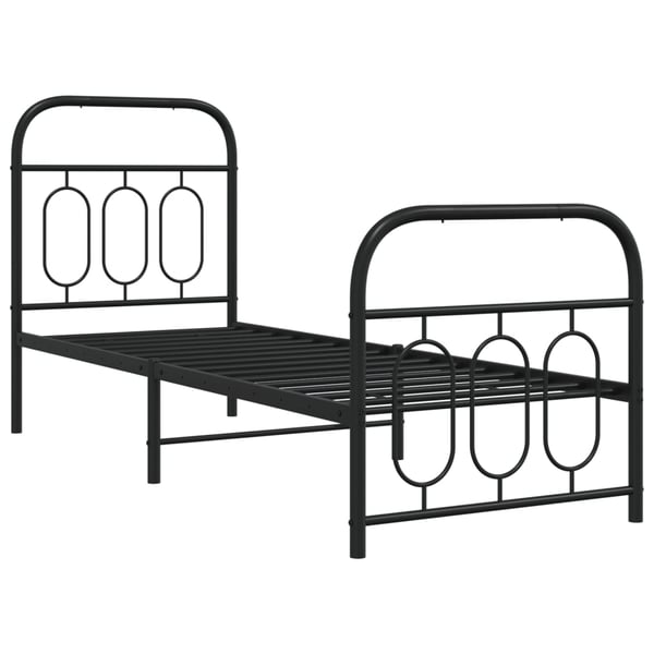 vidaXL Sengeramme i metall med hode- og fotgavl svart 75x190 cm
