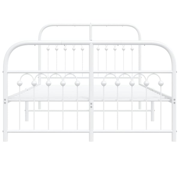 vidaXL Sengeramme i metall med hode- og fotgavl hvit 120x190 cm
