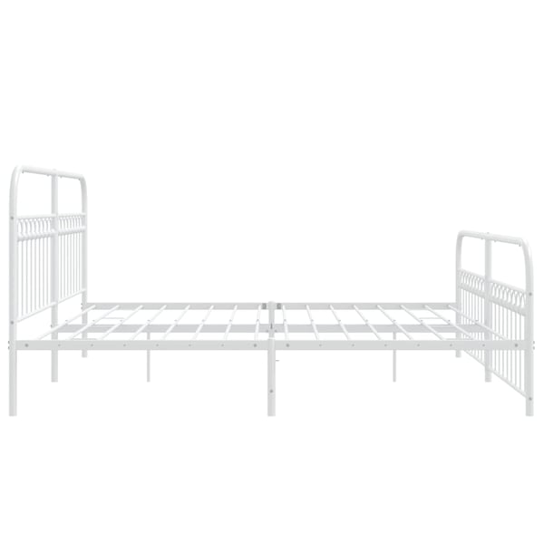 vidaXL Sengeramme i metall med hode- og fotgavl hvit 193x203 cm