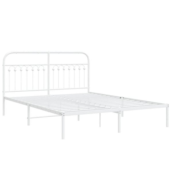 vidaXL Sengeramme i metall med sengegavl hvit 150x200 cm