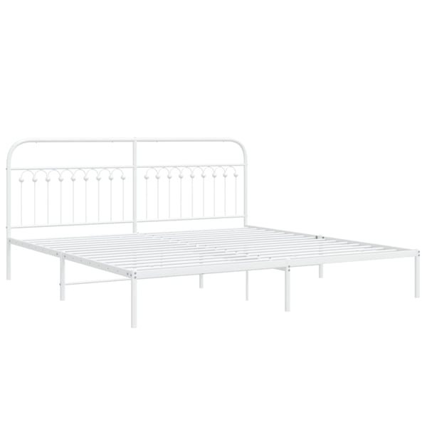 vidaXL Sengeramme i metall med sengegavl hvit 200x200 cm