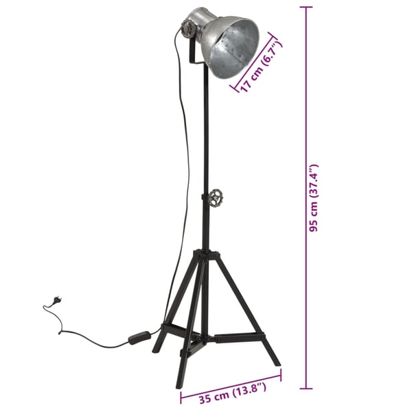 vidaXL Gulvlampe 25 W vintage sølv 35x35x65/95 cm E27