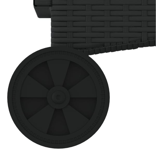 vidaXL liggestol med hjul og hynde polyrattan sort