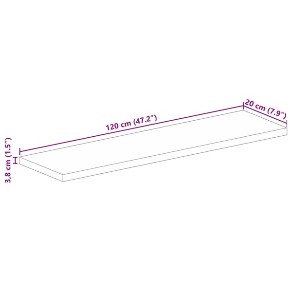 vidaXL Bordplate 120x20x3,8 cm rektangulær heltre akasie