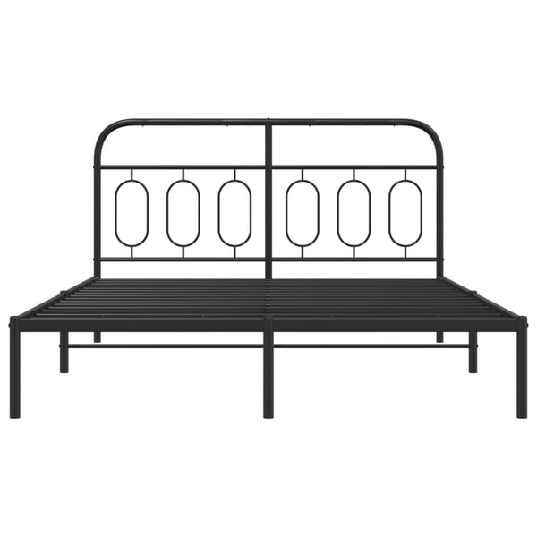 vidaXL Sengeramme i metall med sengegavl svart 150x200 cm