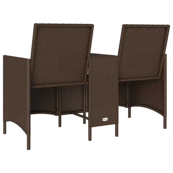 vidaXL 2-personers havesofa med bord og hynder polyrattan brun