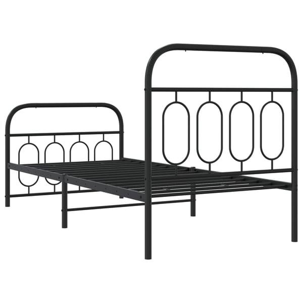 vidaXL Sengeramme i metall med hode- og fotgavl svart 90x200 cm