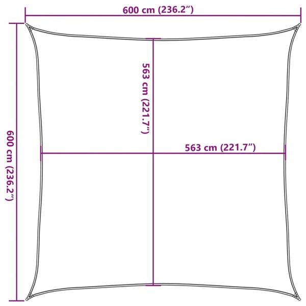vidaXL Solseil sand 6x6 m 100% polyester oxford