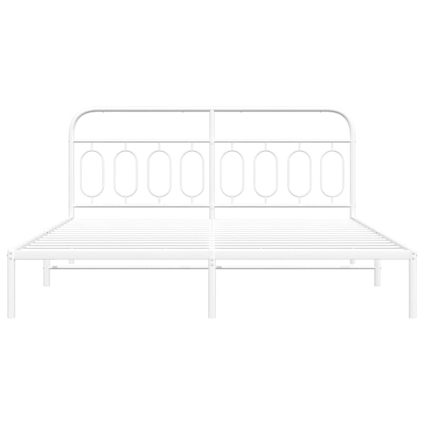 vidaXL Sengeramme i metall med hodegavl hvit 183x213 cm