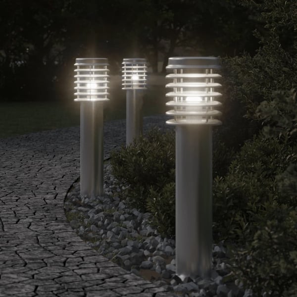 vidaXL udendørs standerlamper 3 stk. 60 cm rustfrit stål sølvfarvet