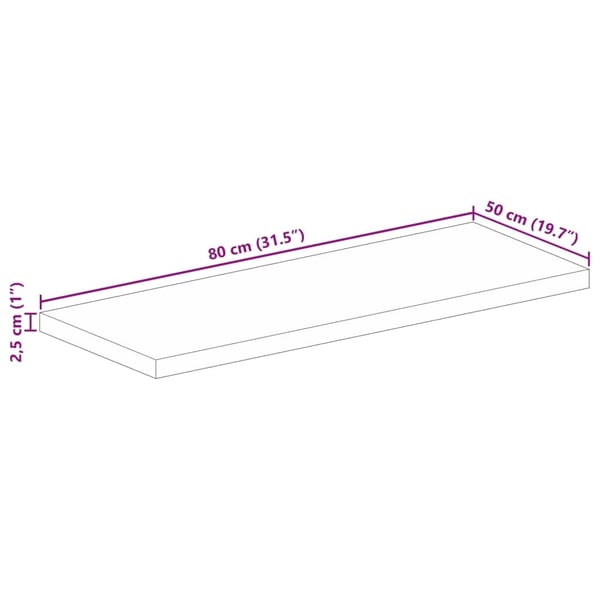 vidaXL bordplade 80x50x2,5 cm rektangulær massivt akacietræ