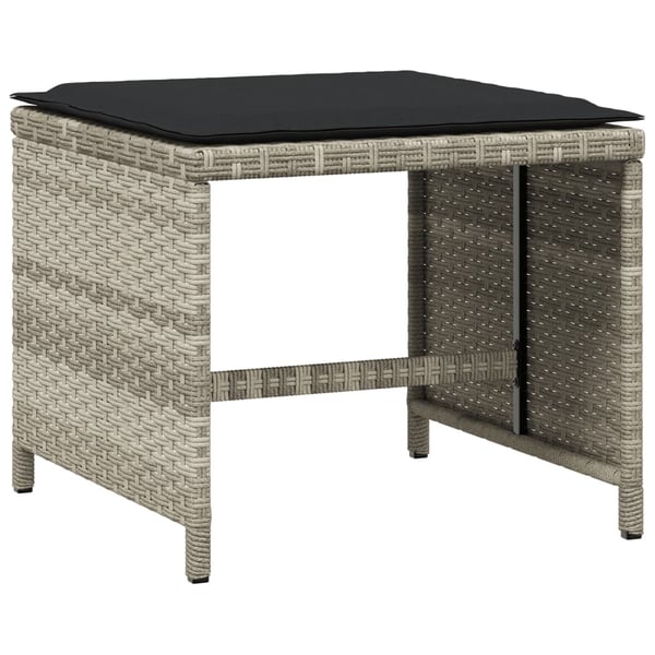 vidaXL haveskamler 4 stk. med hynder 40x40x35 cm polyrattan lysegrå