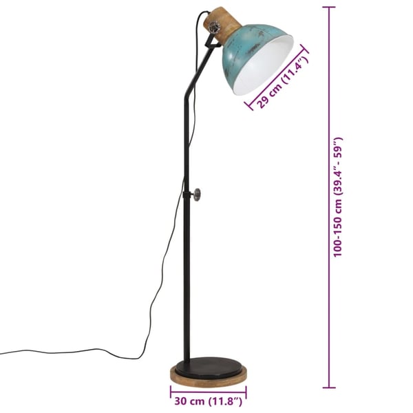 vidaXL Gulvlampe 25 W denimblå 30x30x100-150 cm E27