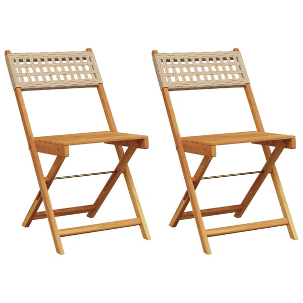vidaXL bistrostole 2 stk. massivt akacietræ og polyrattan beige