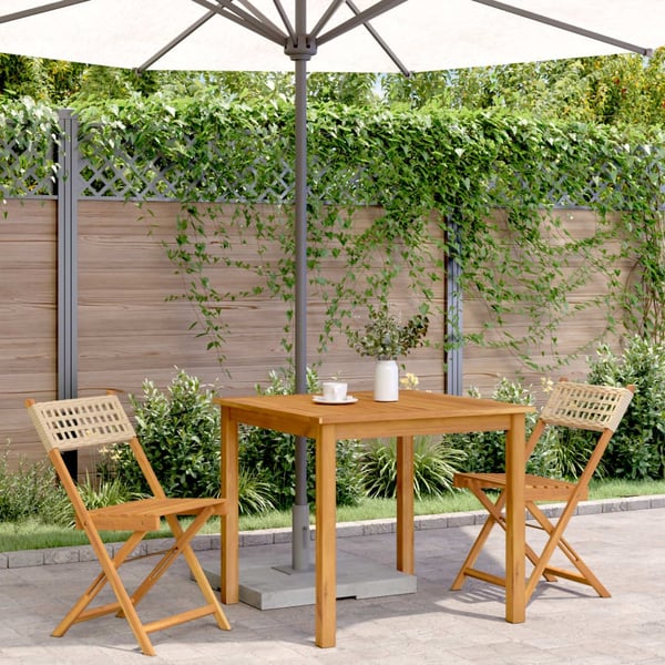 vidaXL bistrostole 2 stk. massivt akacietræ og polyrattan beige