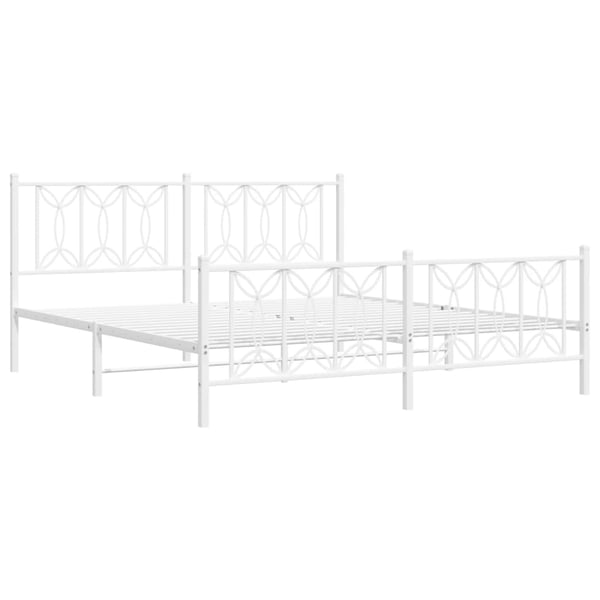 vidaXL Sengeramme i metall med hode- og fotgavl hvit 180x200 cm