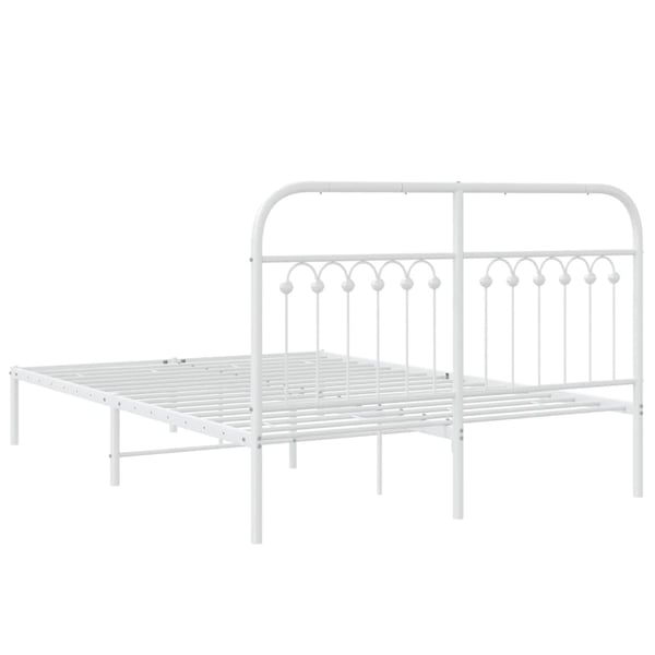 vidaXL Sengeramme i metall med hodegavl hvit 140x200 cm