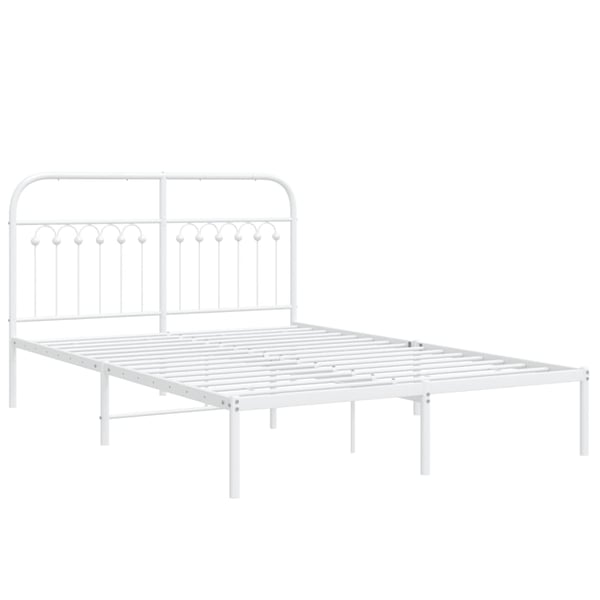 vidaXL Sengeramme i metall med hodegavl hvit 140x200 cm