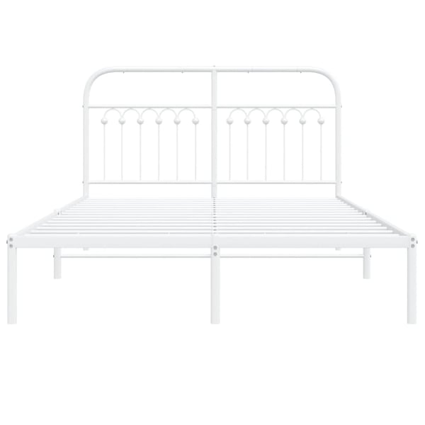 vidaXL Sengeramme i metall med hodegavl hvit 140x200 cm