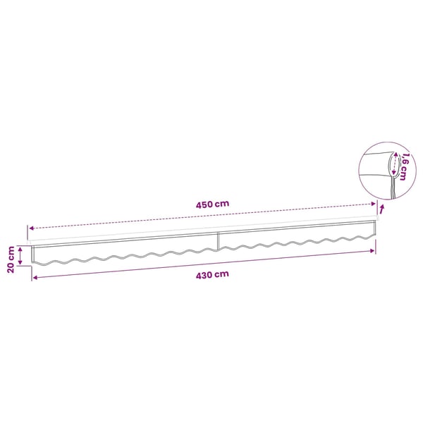 vidaXL Markisvolang gräddvit randig 450 cm