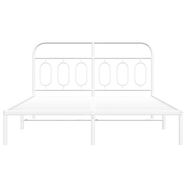 vidaXL Sengeramme i metall med hodegavl hvit 135x190 cm