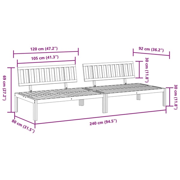 vidaXL midtermoduler 2 stk. til pallesofa massivt akacietræ