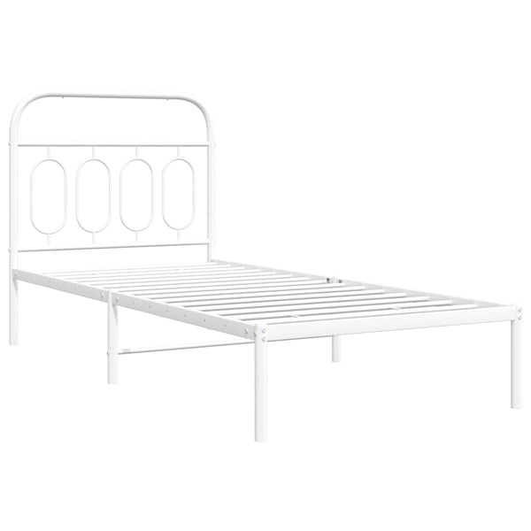 vidaXL Sengeramme i metall med hodegavl hvit 80x200 cm
