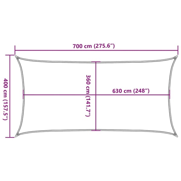 vidaXL Solseil 160 g/m² rektangulær lysegrå 4x7 m HDPE