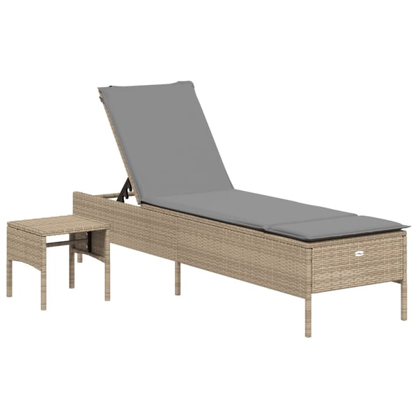 vidaXL loungesofa med bord og hynde polyrattan beige