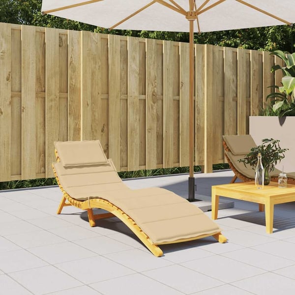vidaXL hynde til liggestol 186x58x3 cm stof meleret beige