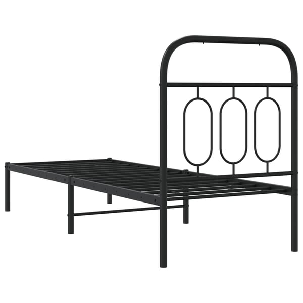 vidaXL Sengeramme i metall med hodegavl svart 75x190 cm