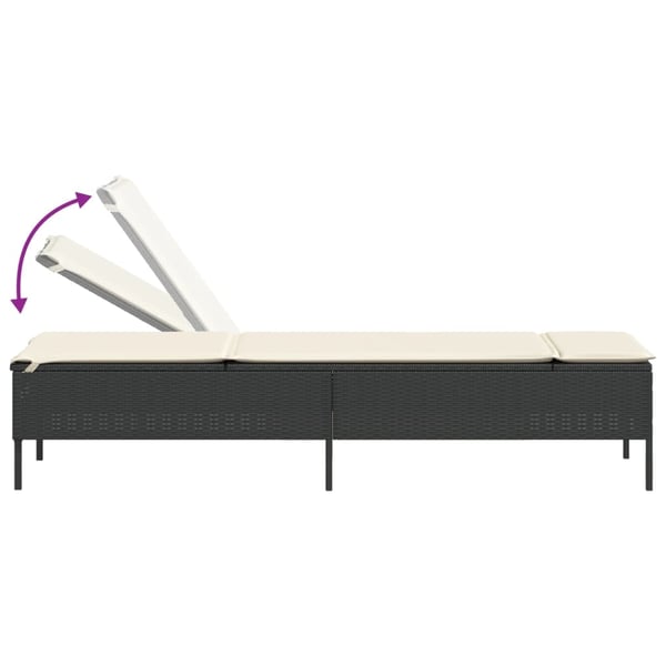 vidaXL liggestol med hynde polyrattan sort
