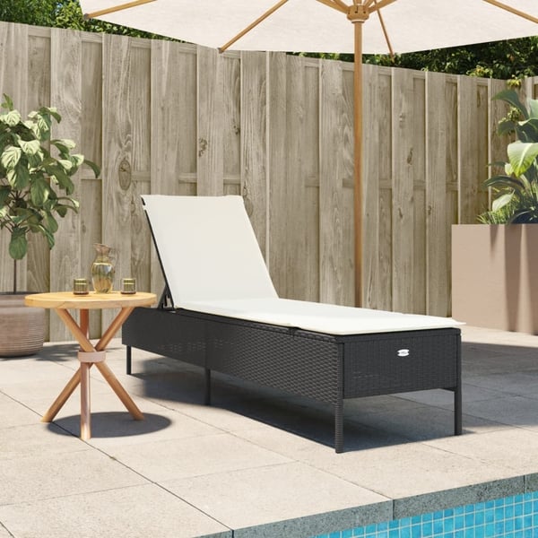 vidaXL liggestol med hynde polyrattan sort