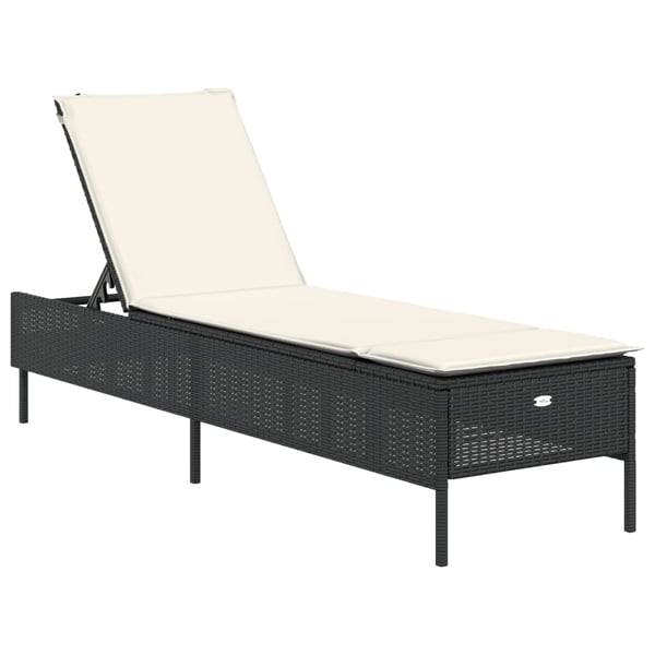 vidaXL liggestol med hynde polyrattan sort