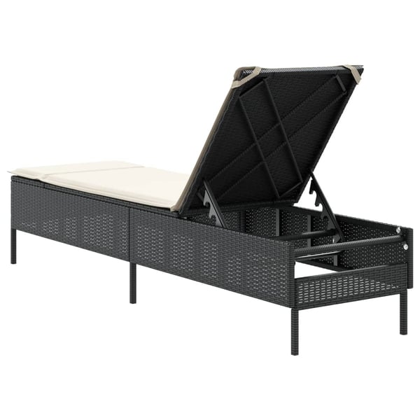 vidaXL liggestol med hynde polyrattan sort