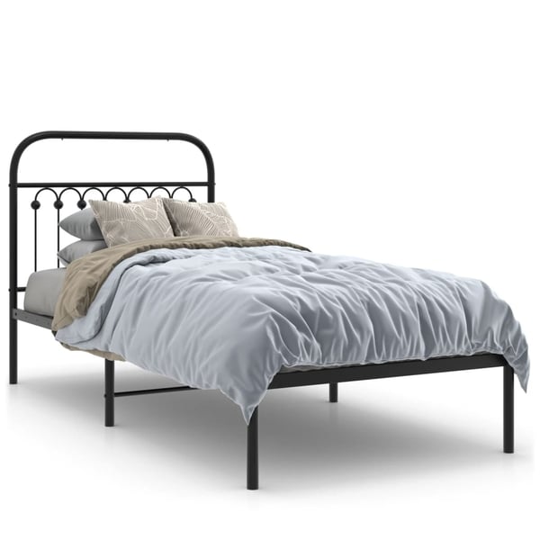 vidaXL Sengeramme i metall med hodegavl svart 90x200 cm