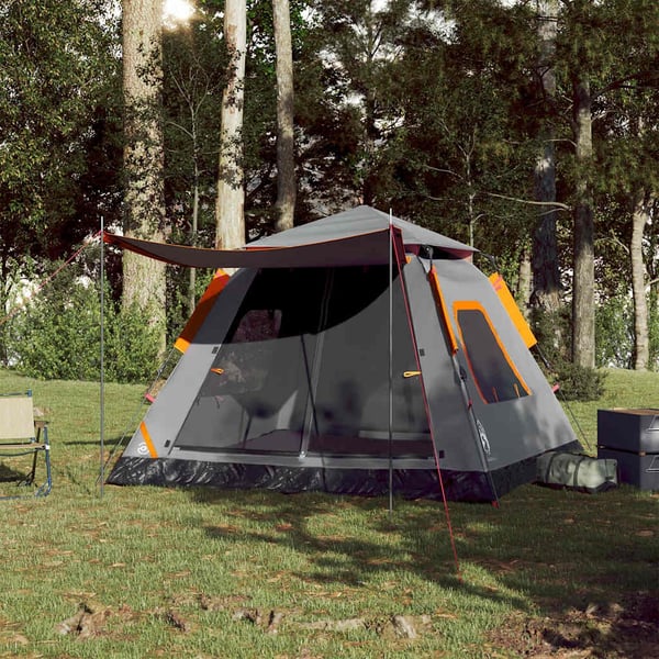 vidaXL Campingtelt 5 personer grå og oransje hurtigutløser