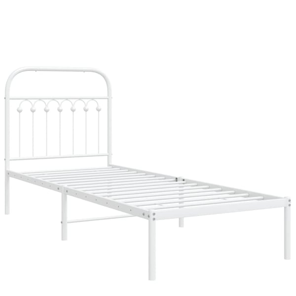 vidaXL Sengeramme i metall med hodegavl hvit 80x200 cm