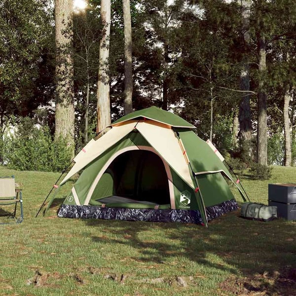 vidaXL Kuppeltelt for camping 3 personer grønn hurtigutløser