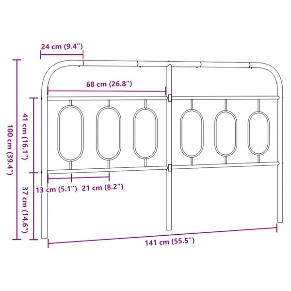 vidaXL Utskiftbar sengegavl i metall hvit 140 cm