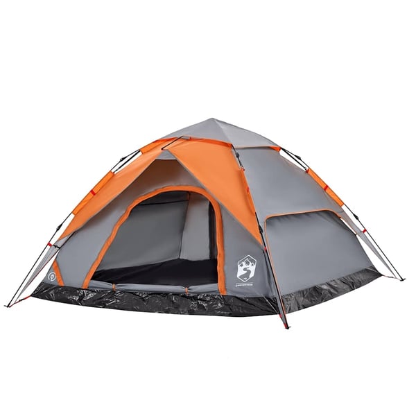 vidaXL Campingtelt 5 personer grå og oransje hurtigutløser