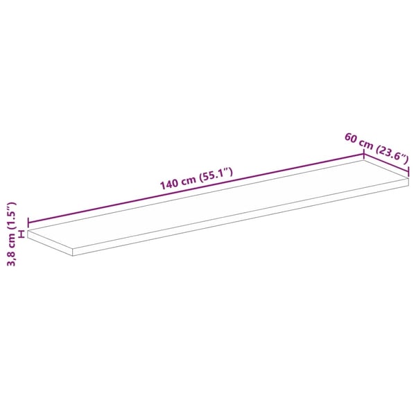 vidaXL bordplade 140x60x3,8 cm rektangulær massivt akacietræ