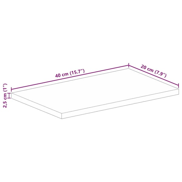 vidaXL bordplade 40x20x2,5 cm rektangulær massivt genbrugstræ