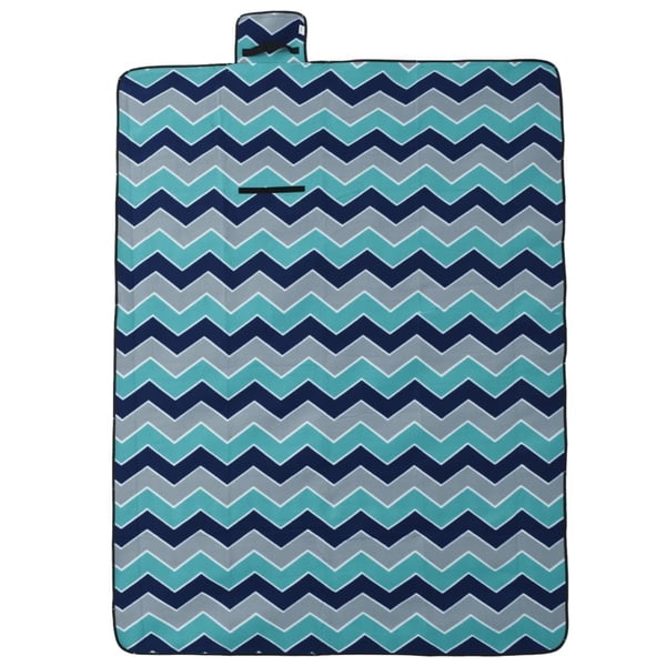 vidaXL picnictæppe 200x150 cm foldbart bølget fløjl blå