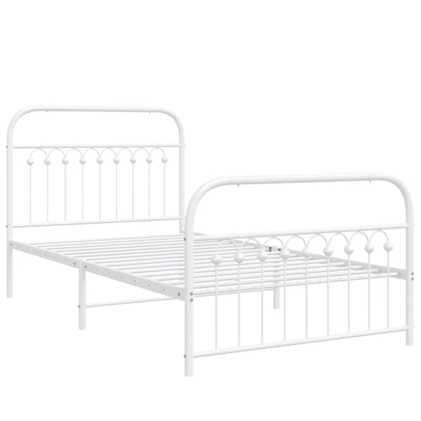 vidaXL Sengeramme i metall med hode- og fotgavl hvit 100x200 cm
