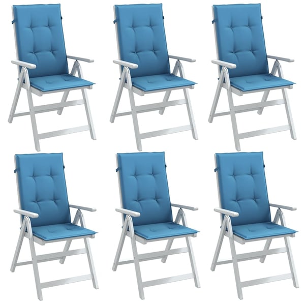 vidaXL stolehynder med høj ryg 6 stk. 120x50x4 cm stof blå