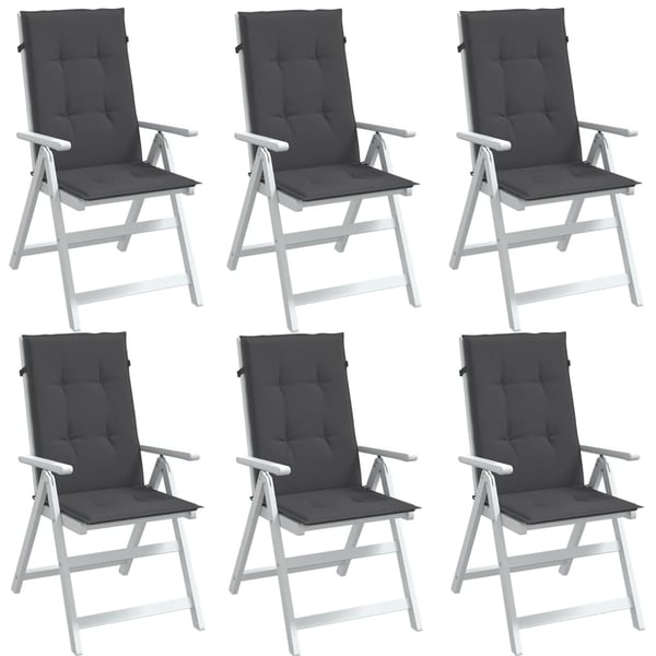 vidaXL stolehynder med høj ryg 6 stk. 120x50x4 cm stof antracitgrå